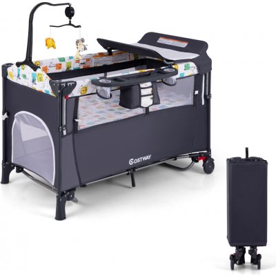 COSTWAY postýlka 5 v 1 s přebalovacím pultem – Zboží Mobilmania
