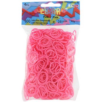 Gumičky na náramky Rainbow Loom 600 ks 24 ks C klipů růžová