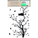 Anděl Samolepka na zeď černá větev s kočkou 42 x 60 cm 15501 – Zbozi.Blesk.cz