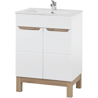 Comad Závěsná skříňka Bali se zápustným umyvadlem 60 cm bílá/dub wotan – Hledejceny.cz