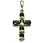 Čištín Zlatý přívěsek křížek přírodní vltavín žluté i bílé zlato P 1239 22 – Zboží Dáma