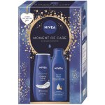 Nivea Moment of Care Creme Care sprchový gel 250 ml + Nivea Rich Nourishing tělové mléko 250 ml + dárková sada – Sleviste.cz