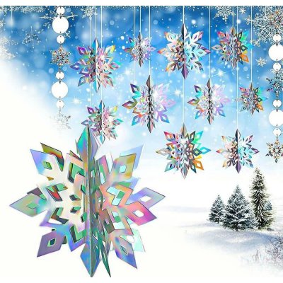 PartyDeco Dekorace závěsná Sněhové vločky duhové 15-25 cm 6 ks – Hledejceny.cz