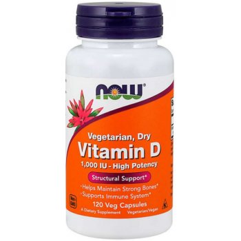 Now Vitamin D3 & K2 1000 IU 45 μg x 120 rostlinných kapslí