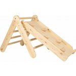 MeowBaby Dřevěný žebřík se skluzavkou a lezeckou stěnou Natural – Zboží Dáma