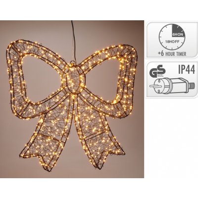 Harasim velkoobchod Dekorativní LED mašle z kovového drátu, 38 x 33 cm, IP44, 500 LED, teplé bílé světlo – Hledejceny.cz