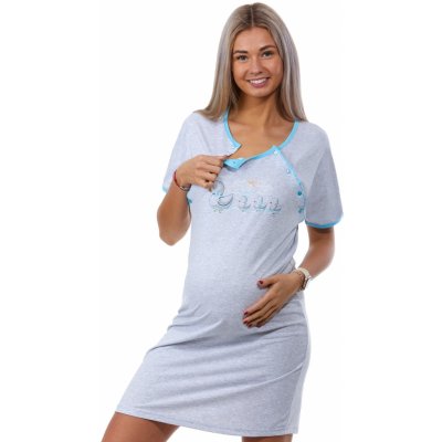 Těhotenská a kojící košile má dvojité propínání na knoflíky KAČENKY 1C3542 šedá – Zboží Dáma