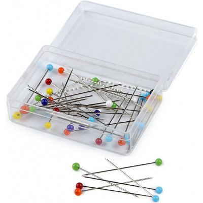 Špendlíky se skleněnou hlavičkou délka 32-38 mm Varianta: nikl, Balení: 1 krab. – Zboží Mobilmania