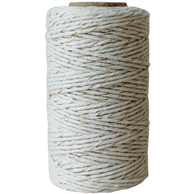 Bella Rose Bavlněný provázek 50 m – Off White / Gold, béžová barva, textil – Zboží Dáma