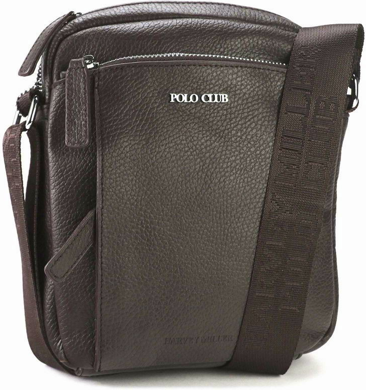 Harvey Miller pánská kožená crossbody taška Polo Club no. 327 tmavěhnědá