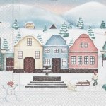 PROCOS Vánoční ubrousky 33x33cm 3 vrstvé vesnička – Zboží Dáma