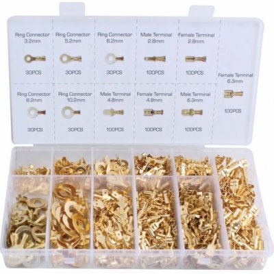 Krimpovací konektory zástrčkové a očkové pro automobily, měď, sada 750 ks - ASTA – Zboží Mobilmania