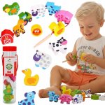 Woopie Green navlékací sada zoo Montessori 13 dílů – Zboží Dáma