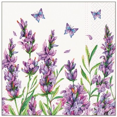 Anděl Třívrstvé papírové ubrousky 33 x 33 cm fialová s motýly – Zboží Dáma