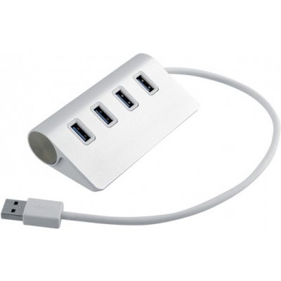 AppleKing Čtyřportový USB 3.0 rozbočovač / hub - hliníkový - stříbrný – Zbozi.Blesk.cz