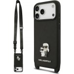 Karl Lagerfeld Saffiano Crossbody Popruh Metal Karl and Choupette Zadní Kryt pro iPhone 17 Pro Max Black – Zboží Živě