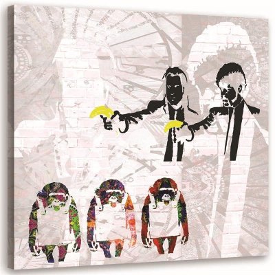 Gario Obraz na plátně Banksy gangsteři s banány a 3 opice Rozměry: 30 x 30 cm
