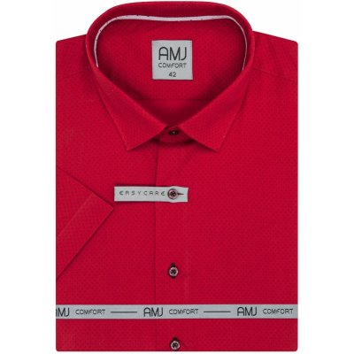 AMJ pánská bavlněná košile krátký rukáv slim-fit VKBR1280 puntíkovaná červená – Hledejceny.cz