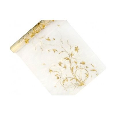 Organza zdobená krémová 36 cm x 9 m – Sleviste.cz