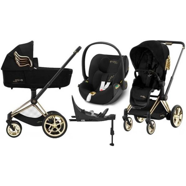 Kočárek Cybex E-Priam 3.0 Kombinovaný + Cloud Z2 i-Size Autosedačka 0-13 kg + Základna Isofix Z2 Sada 4v1 Cherub Wings by Jeremy Scott 2023