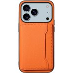 AppleKing kožený kryt s kapsou na karty pro iPhone 17 Pro Max - oranžový – Zboží Mobilmania