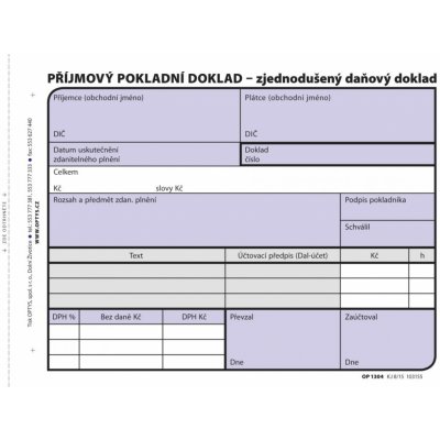 Optys 1304 Příjmový pokladní doklad zjednodušený – Zbozi.Blesk.cz