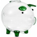 Verk 27693 Skleněná pokladnička prasátko se zelenými detaily – Sleviste.cz