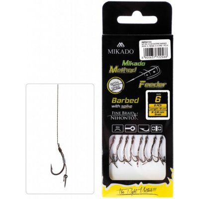 MIKADO Návazec METHOD FEEDER 10 cm s jehlou – háček 10 / Pletenka 0,12 mm 8 ks