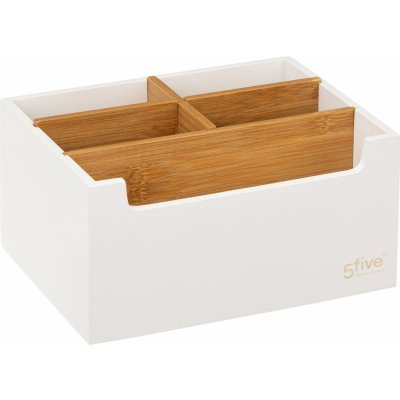 5five Simply Smart Organizér na kosmetiku, bambusový, 5 přihrádek, bílý – Sleviste.cz