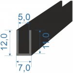 05354634 Pryžový profil tvaru "U", 12x7/5mm, 70°Sh, EPDM, -40°C/+100°C, černý | Zboží Auto