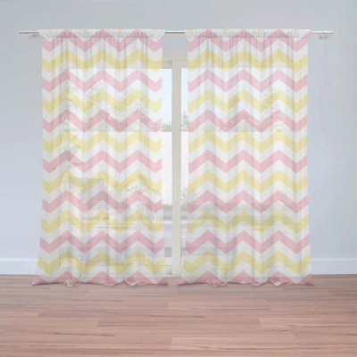 Záclony Růžové a žluté klikyháky: 2 ks - 150x250 cm - Sablio – Hledejceny.cz