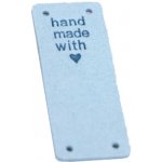 Pro Háčkování Hand Made koženková cedulka - přes okraj - se srdíčkem 20x50 mm světle modrá – Zboží Dáma