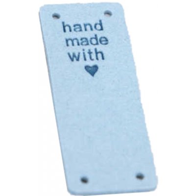Pro Háčkování Hand Made koženková cedulka - přes okraj - se srdíčkem 20x50 mm světle modrá – Zboží Dáma