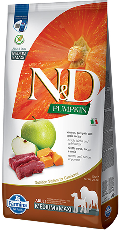 N&D Pumpkin Adult Medium/Maxi Venison & Apple 2 x 12 kg