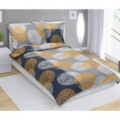 Bellatex Povlečení krep šedooranžové koule 140x200 70x90 – Sleviste.cz