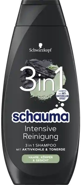 Schauma Men šampon na vlasy 3v1 s aktivním uhlím 400 ml