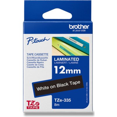 Brother TZE-335 - náhradní páska - 12 mm x 8 m, bílo-černá – Sleviste.cz