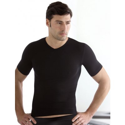 Pánské triko bezešvé t-shirt V mezza manica Intimidea Černá