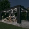 Zahradní stan a altán vidaXL Pavilon s pohádkovými světly LED 3x4 m antracitový