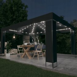 vidaXL Pavilon s pohádkovými světly LED 3x4 m antracitový
