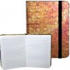 Poznámkový blok Ivana Kohoutová zápisník s gumičkou 95 x 140 mm zlatý s červenou mřížkou