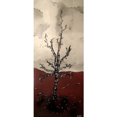 Nikol Labe, Opuštěný strom, Malba na plátně, akrylové barvy, 30 x 70 cm