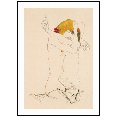 Jen tak z lásky Plakát Egon Schiele - Dvě objímající se ženy Rozměr plakátu: A4 (21 x 29,7 cm) – Zboží Dáma