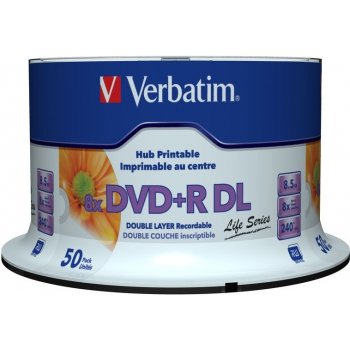 Verbatim DVD+R 8,5GB 8x, printable, spindle, 50ks (97693)