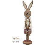 Emocio Dekorace dřevo 105x440mm ZAJÍC NA POSTAVENÍ, přírodní, bílá s růžovou – Hledejceny.cz