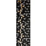 Dywany Łuszczów Gloss 400B 86 3D geometric black/gold Černá – Zboží Mobilmania
