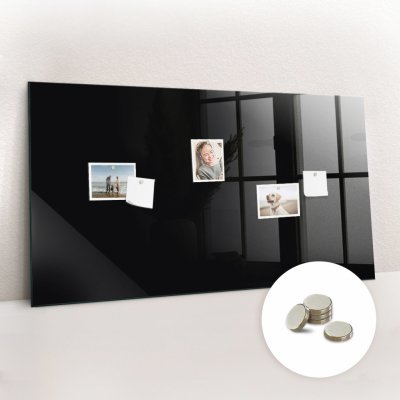 tulup Magnetická Tabule na Zeď Skleněná - Memo Board Kleněnou Přední Stranou - 5 magnetů v balení - 60 x 120 cm - Barva černá – Zboží Mobilmania