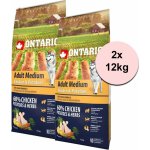 Ontario Adult Medium Chicken & Potatoes 2 x 12 kg – Hledejceny.cz