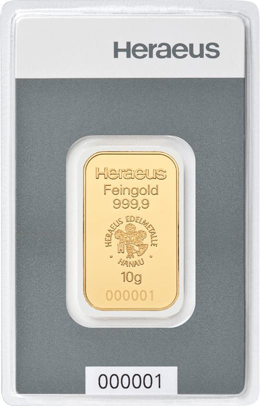 Heraeus zlatý slitek 10 g