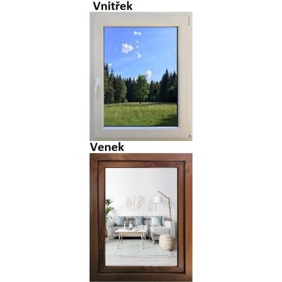 SMART Plastové okno 90x120 Zlatý dub/Bílá, Otevíravé a sklopné, Pravé – Zboží Mobilmania